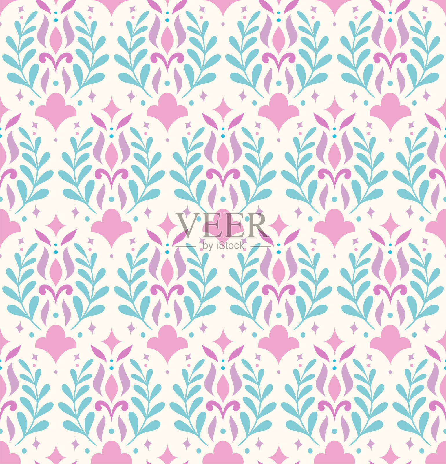 花缎无缝图案。矢量复古风格的背景打印。装饰花纹理。插画图片素材