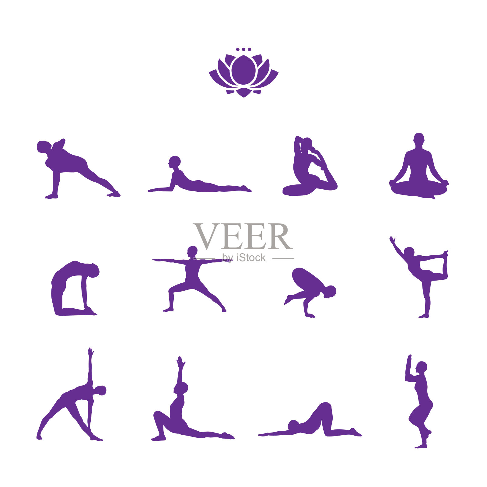 插图图标瑜伽姿势。轮廓。插画图片素材