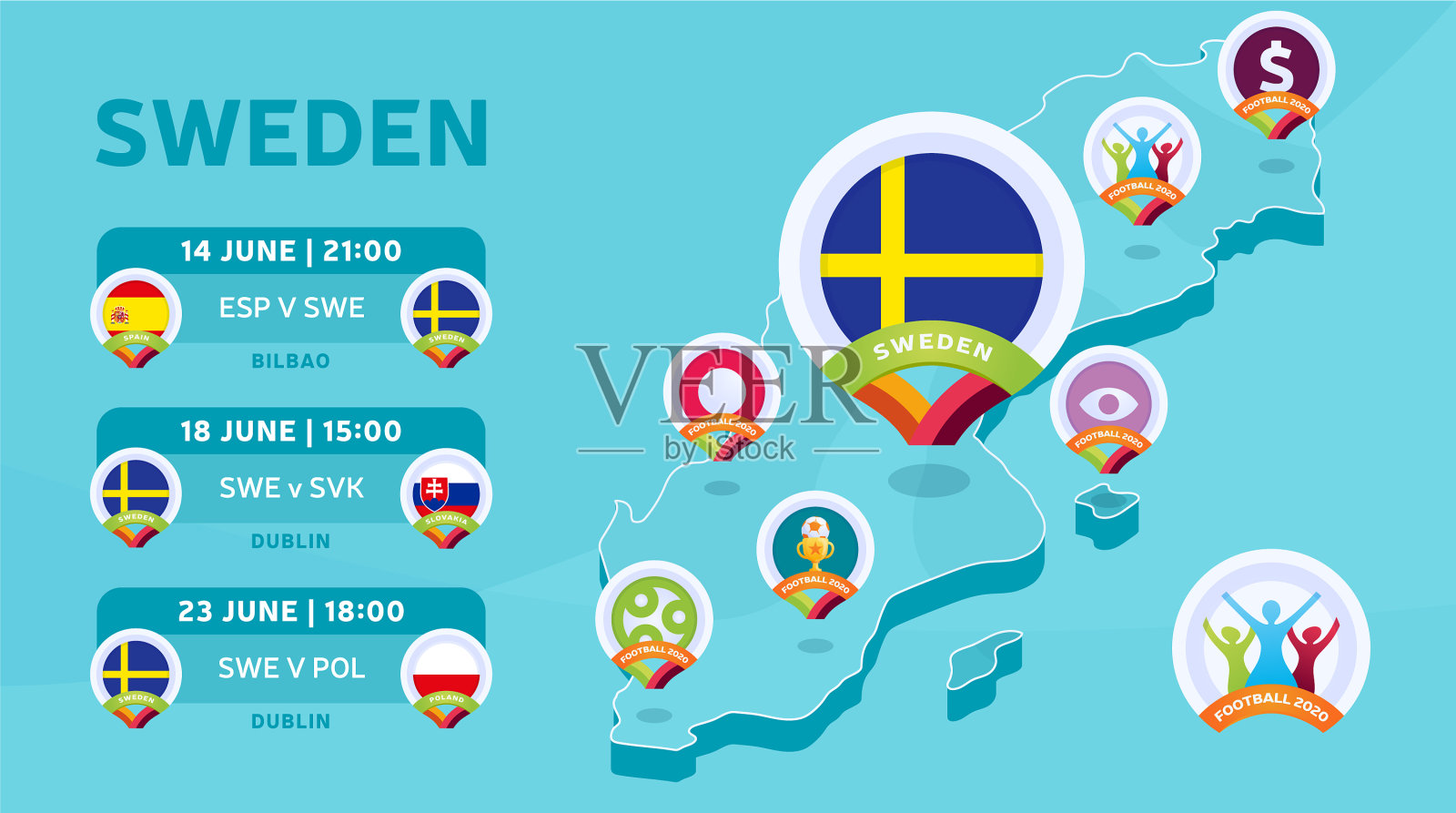 瑞典国家队在等角地图上比赛插画图片素材