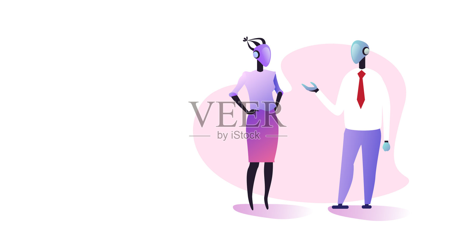 男女机器人商业情侣讨论设计元素图片