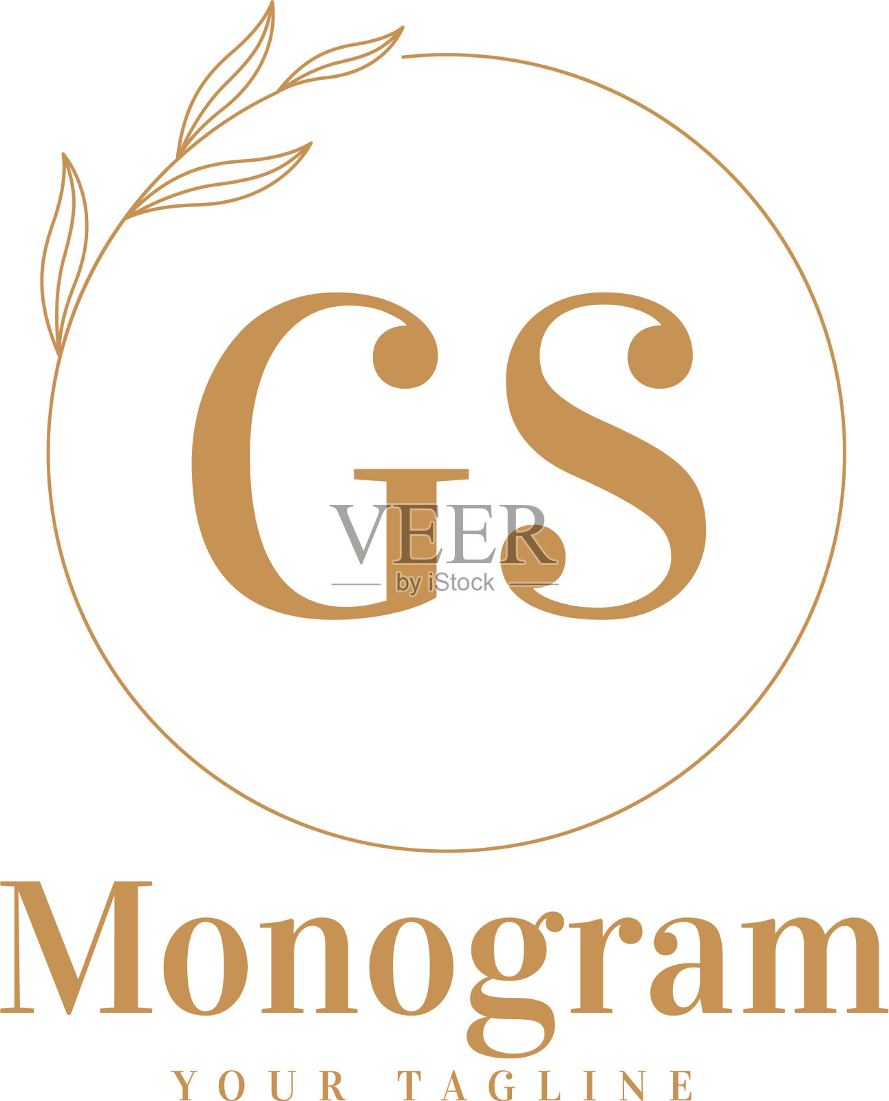 g初始标志设计与女性风格插画图片素材