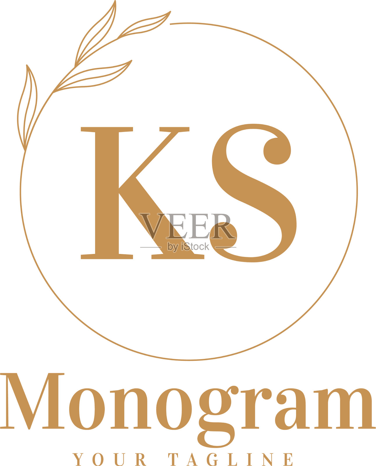 Ks最初的标志设计与女性风格插画图片素材