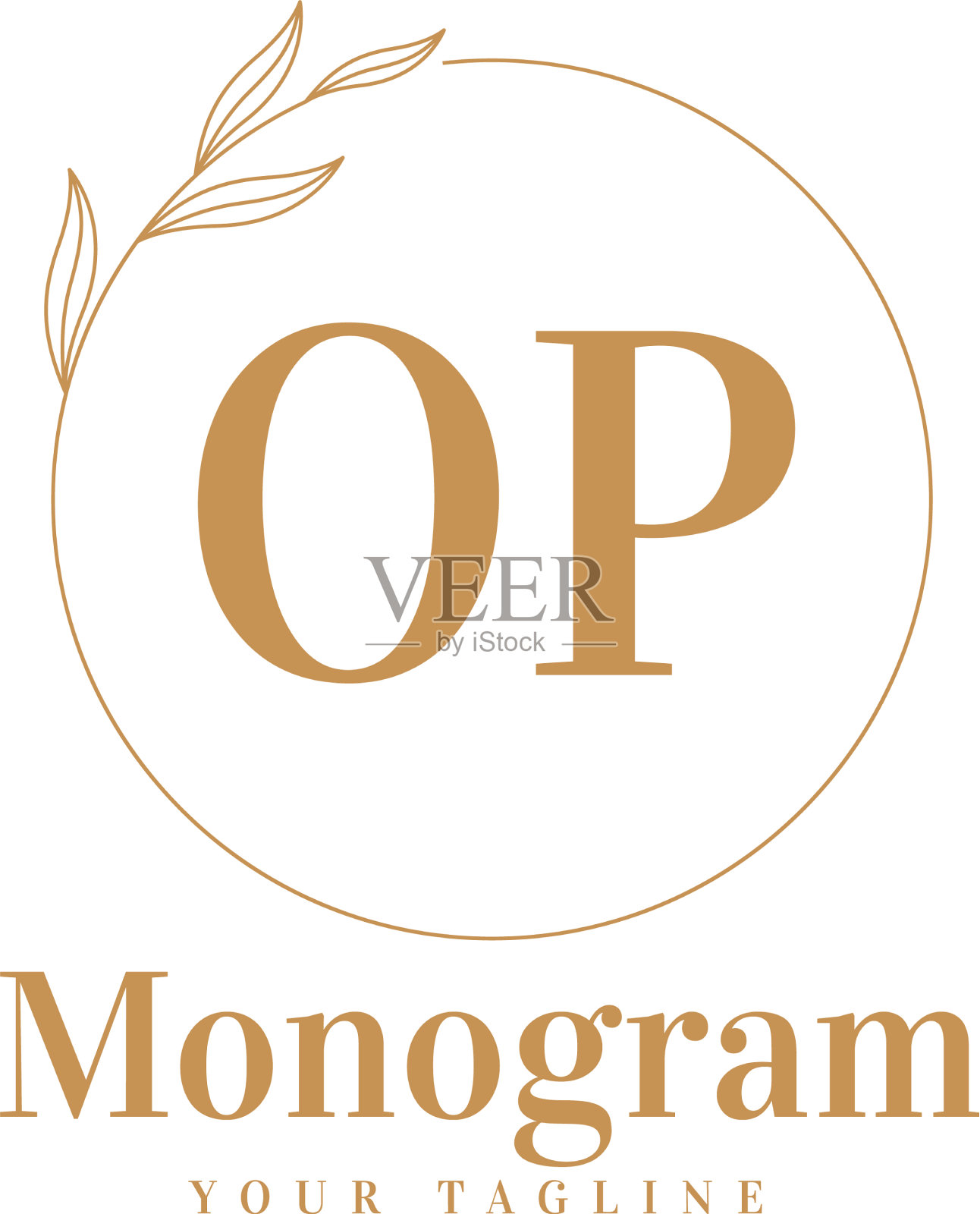 Op最初的标志设计具有女性风格插画图片素材