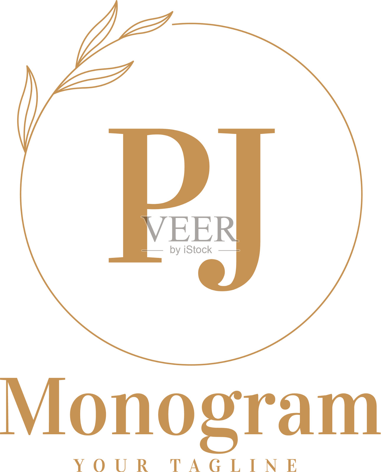 Pj最初的标志设计具有女性风格插画图片素材