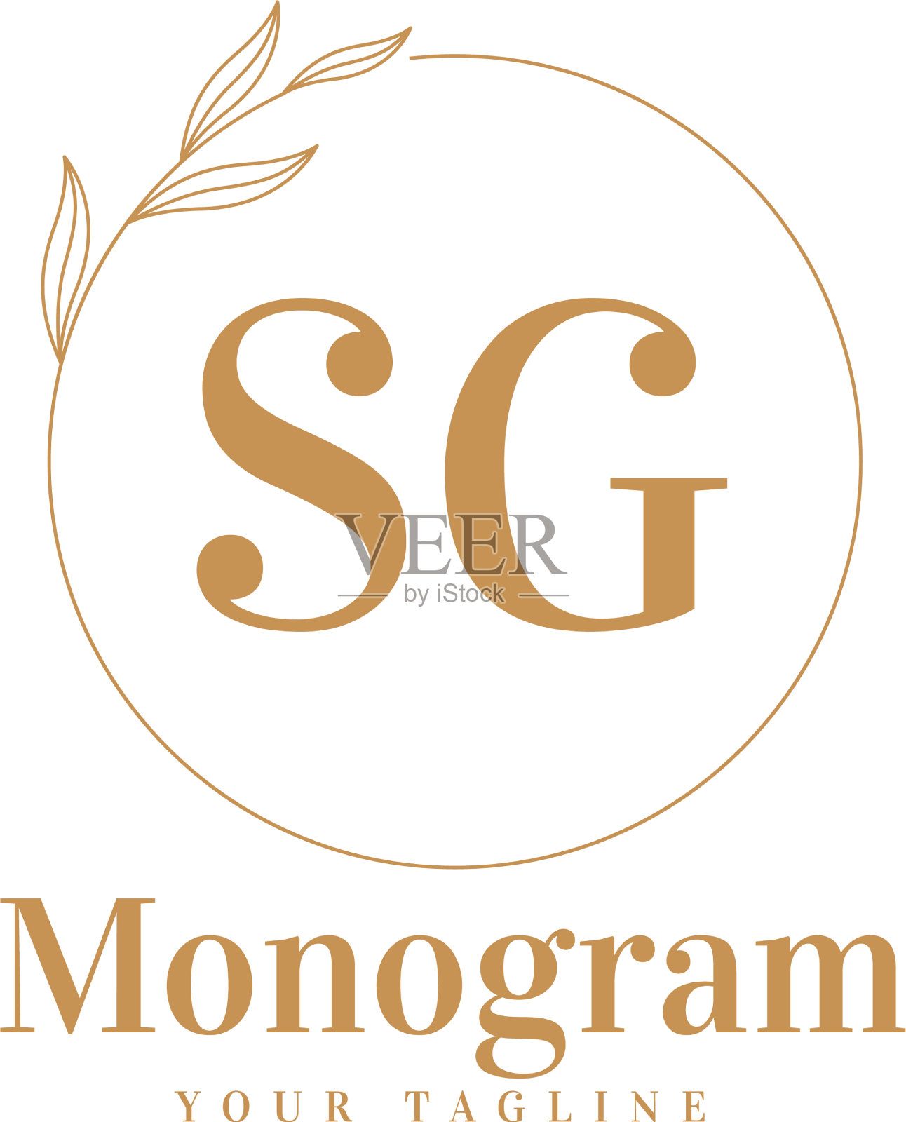 Sg首字母标志设计具有女性风格插画图片素材