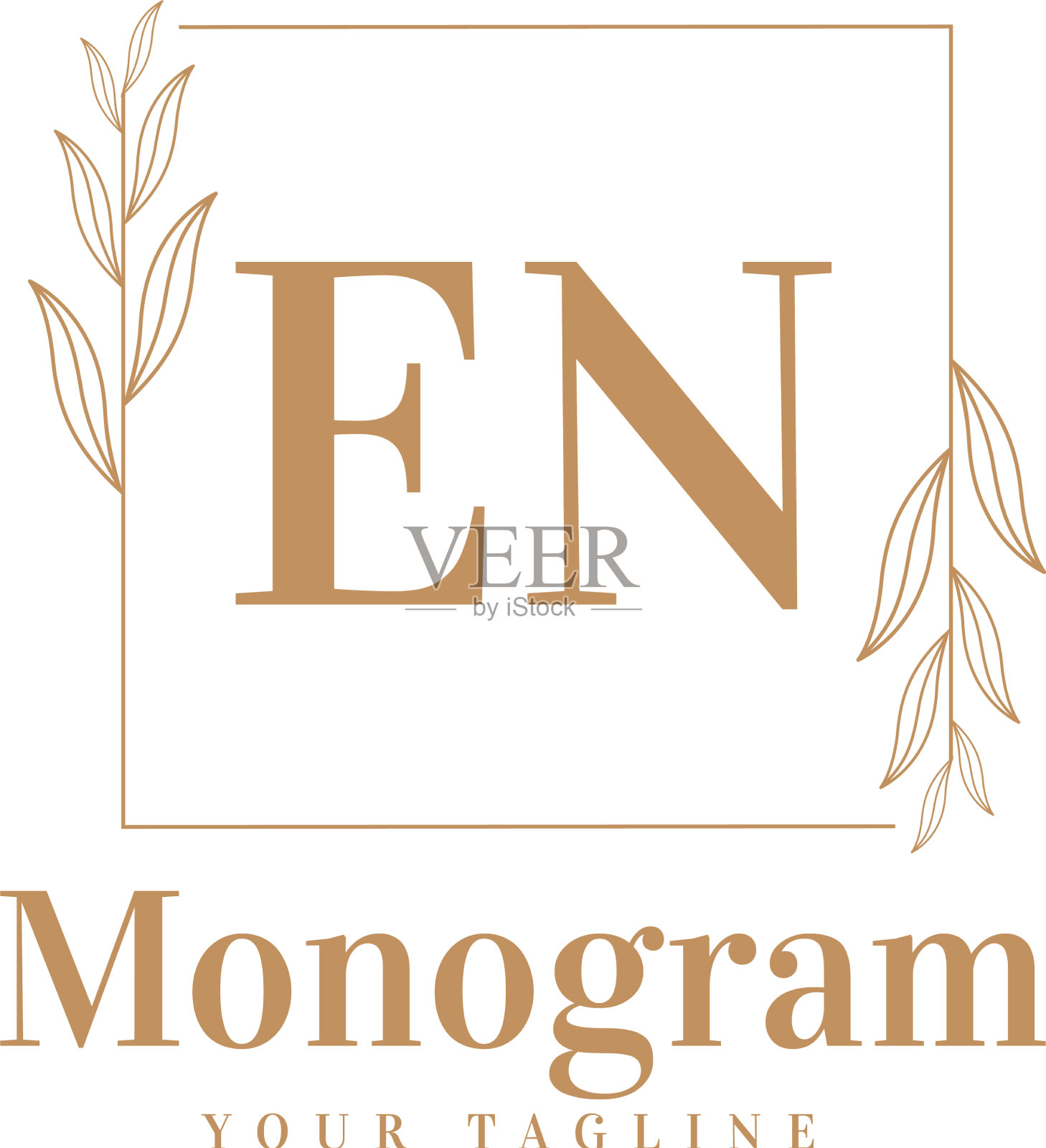 在最初的标志设计与女性风格插画图片素材