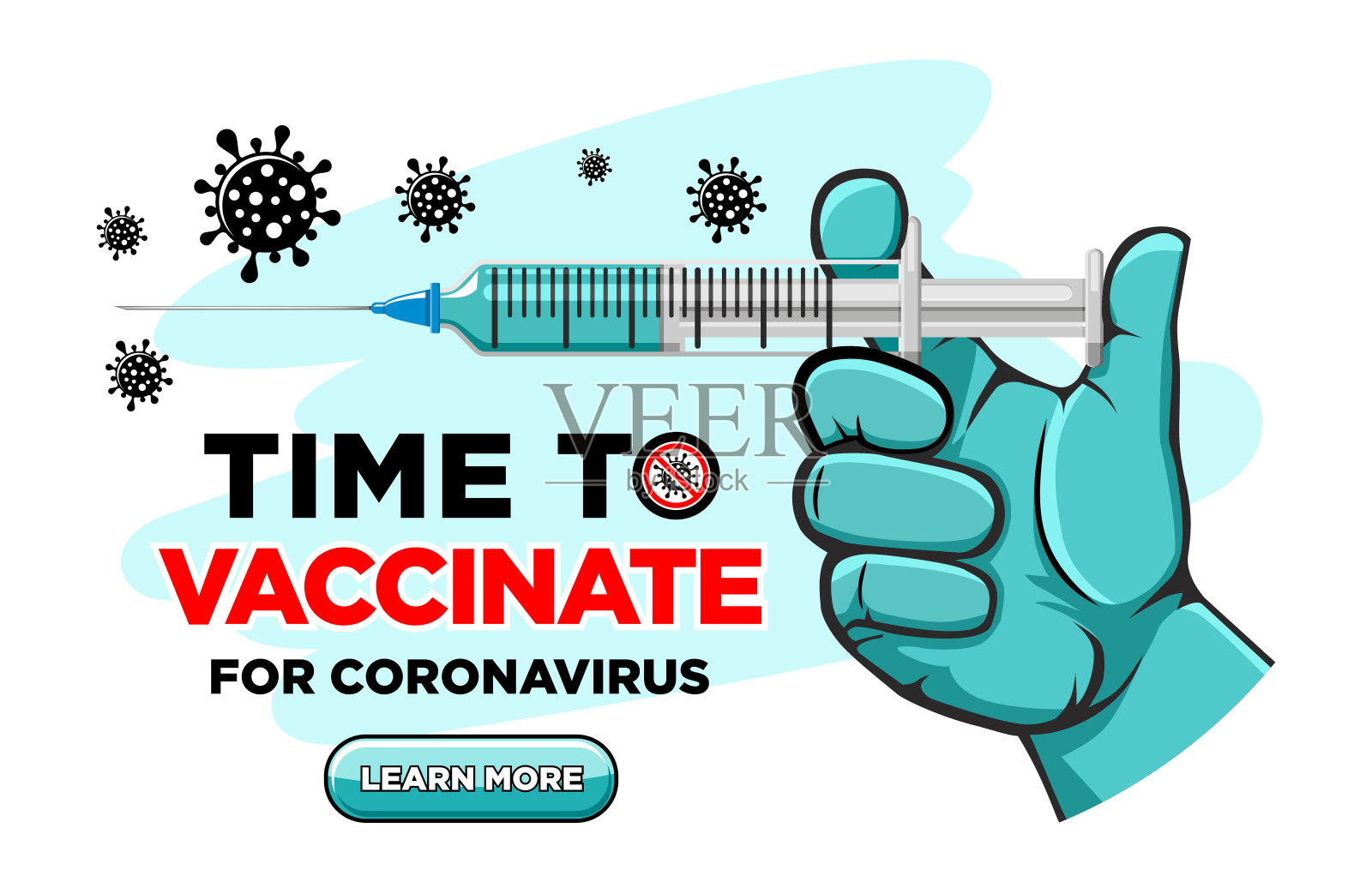 冠状病毒疫苗接种海报或登陆页面设计模板素材
