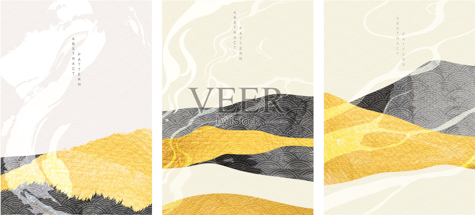 抽象艺术背景与日本波浪插画图片素材