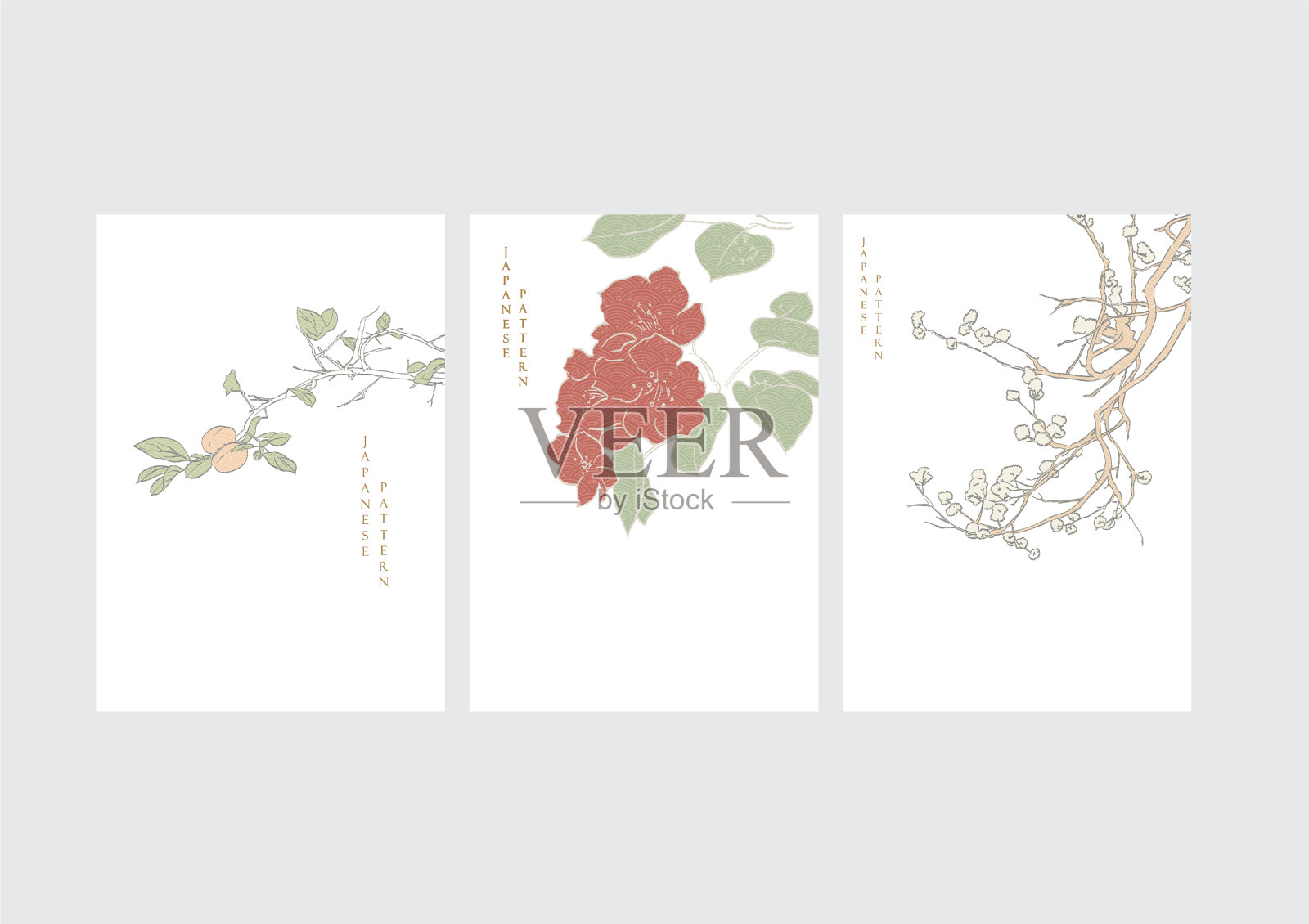 日本背景与手绘的自然插画图片素材