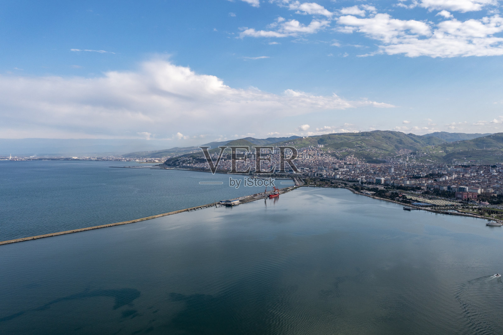 鸟瞰图Groyne，萨姆孙城在土耳其照片摄影图片