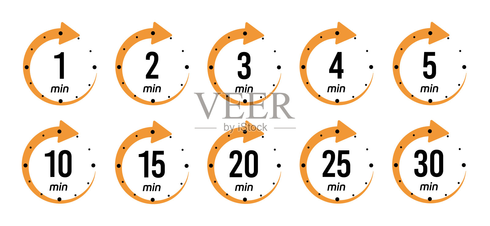 矢量定时器-容易改变时间每一分钟插画图片素材