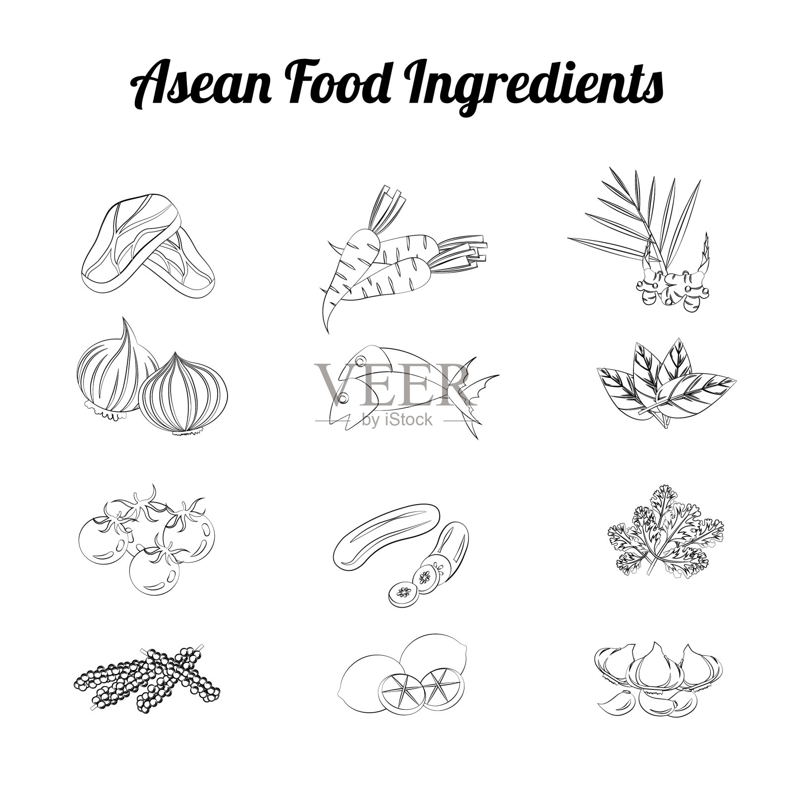 东盟食品配料集包包括图标素材