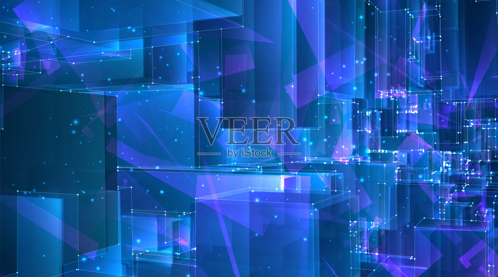 蓝色发光方晶矢量抽象背景插画图片素材