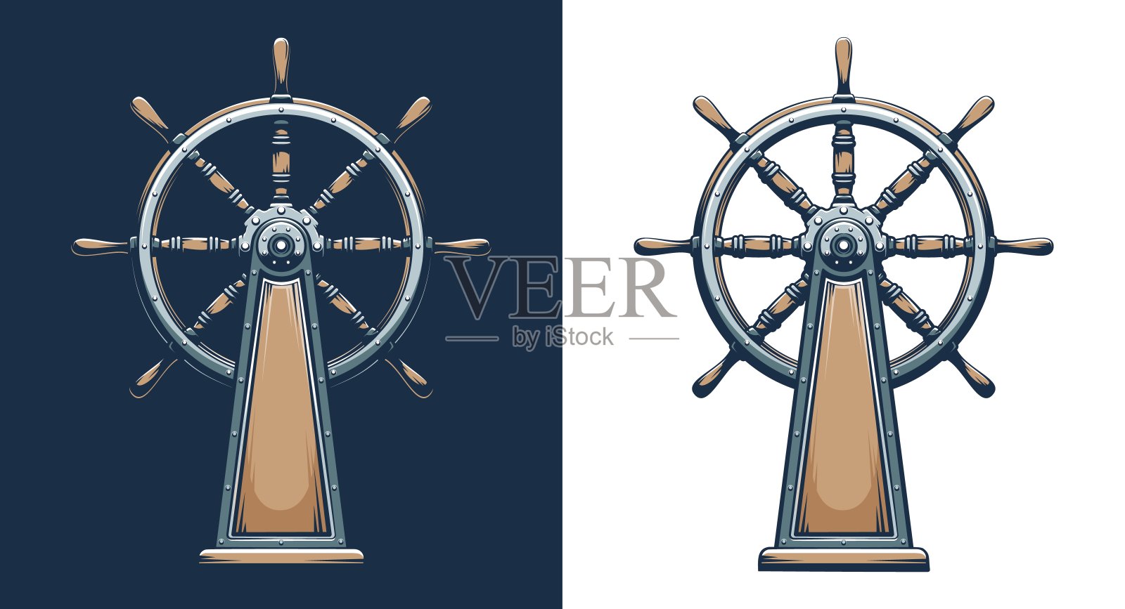 复古式船轮设计元素图片