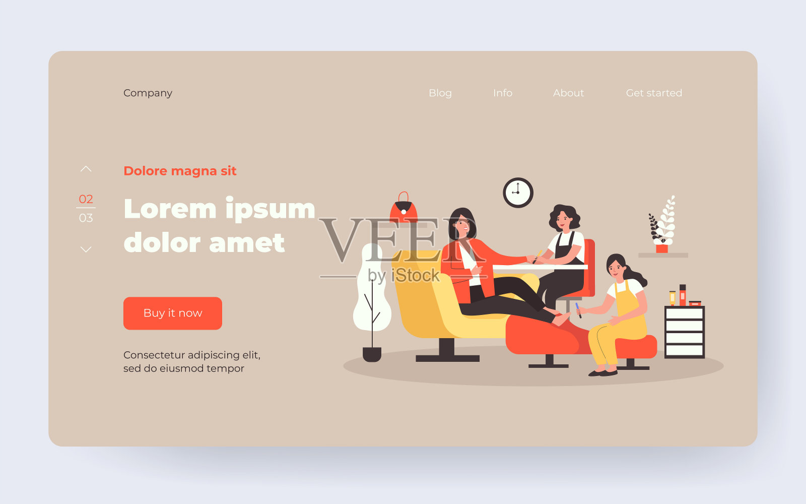 女士在美容院修指甲插画图片素材