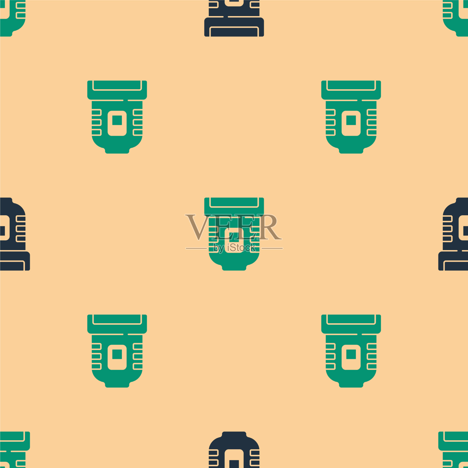 绿色和黑色的脱毛图标隔离无缝插画图片素材