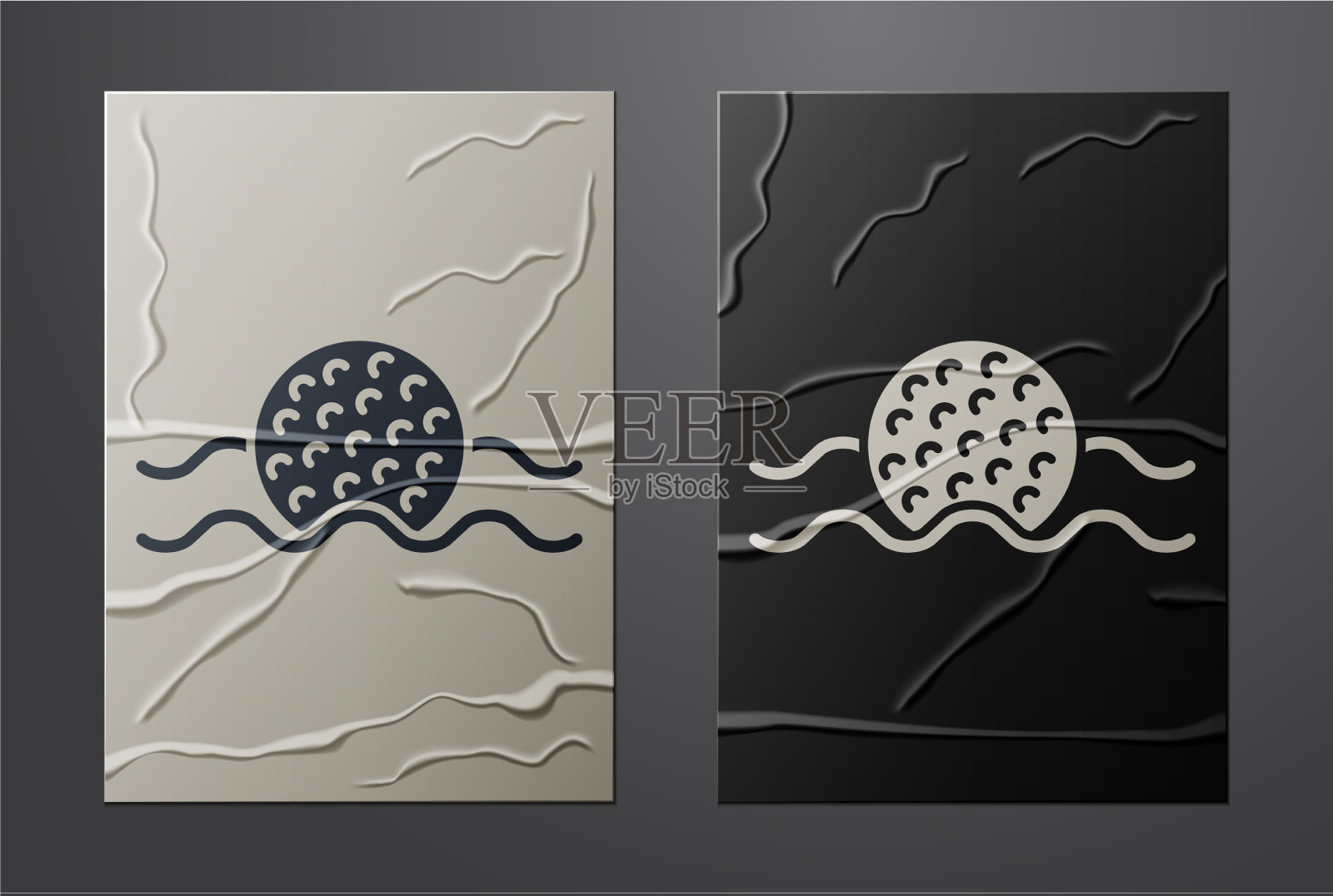 白色高尔夫球在水图标孤立在皱褶插画图片素材