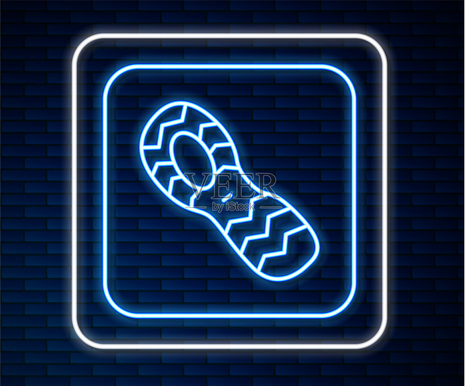 发光的霓虹线人类脚印鞋图标插画图片素材