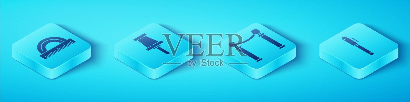 设置等距量角器、推针、笔和图标素材