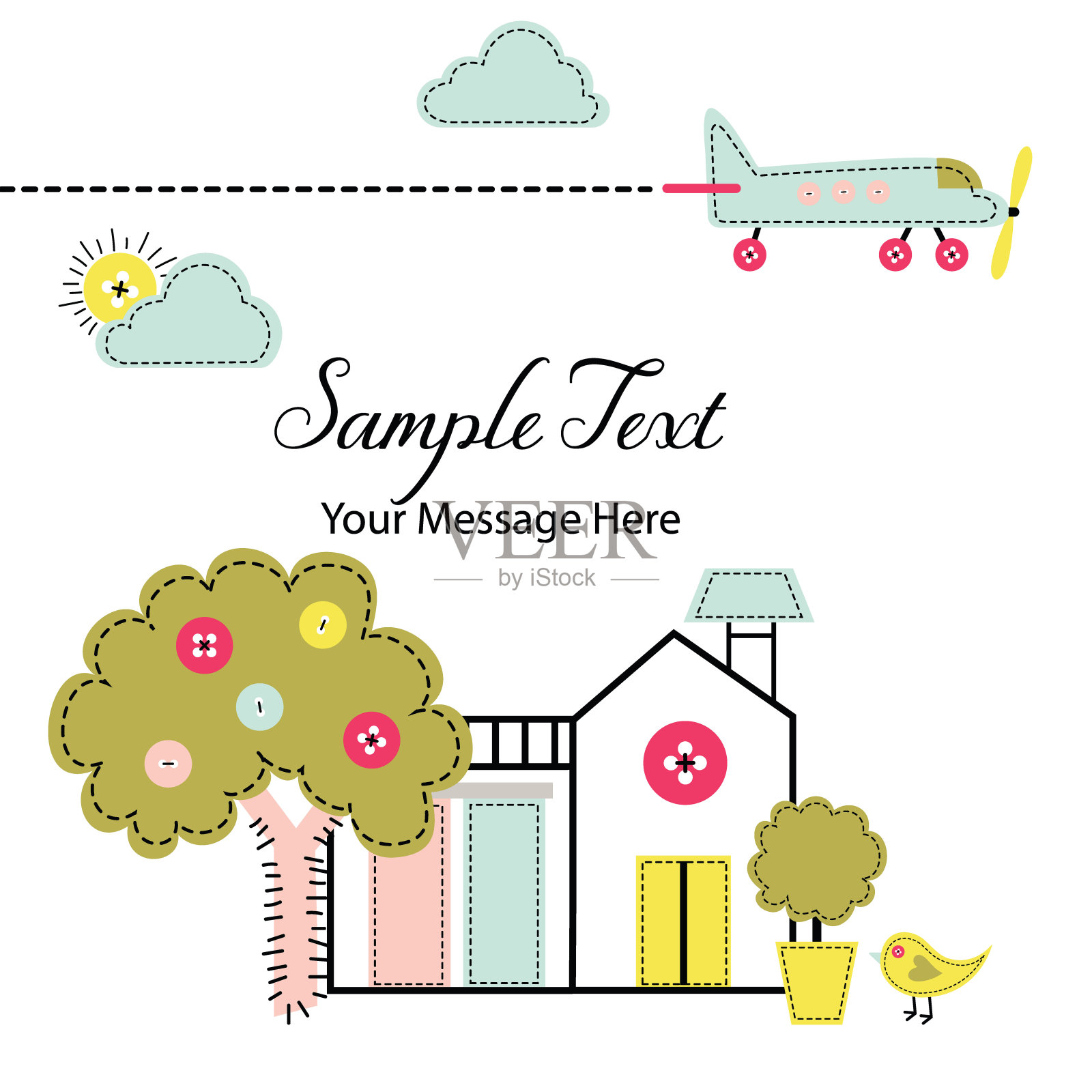 城镇元素向量卡背景插画图片素材