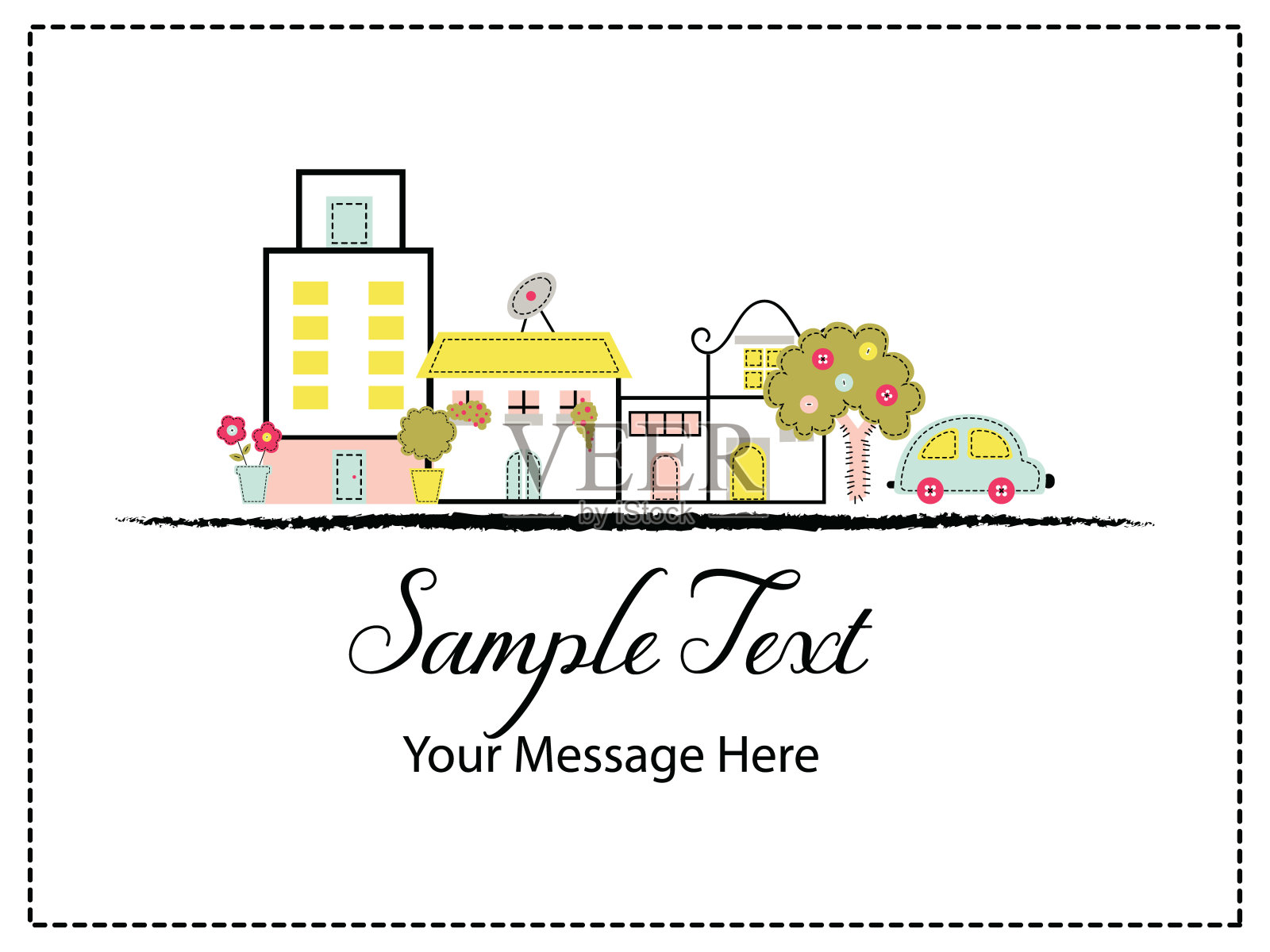 涂鸦城市景观矢量卡背景插画图片素材