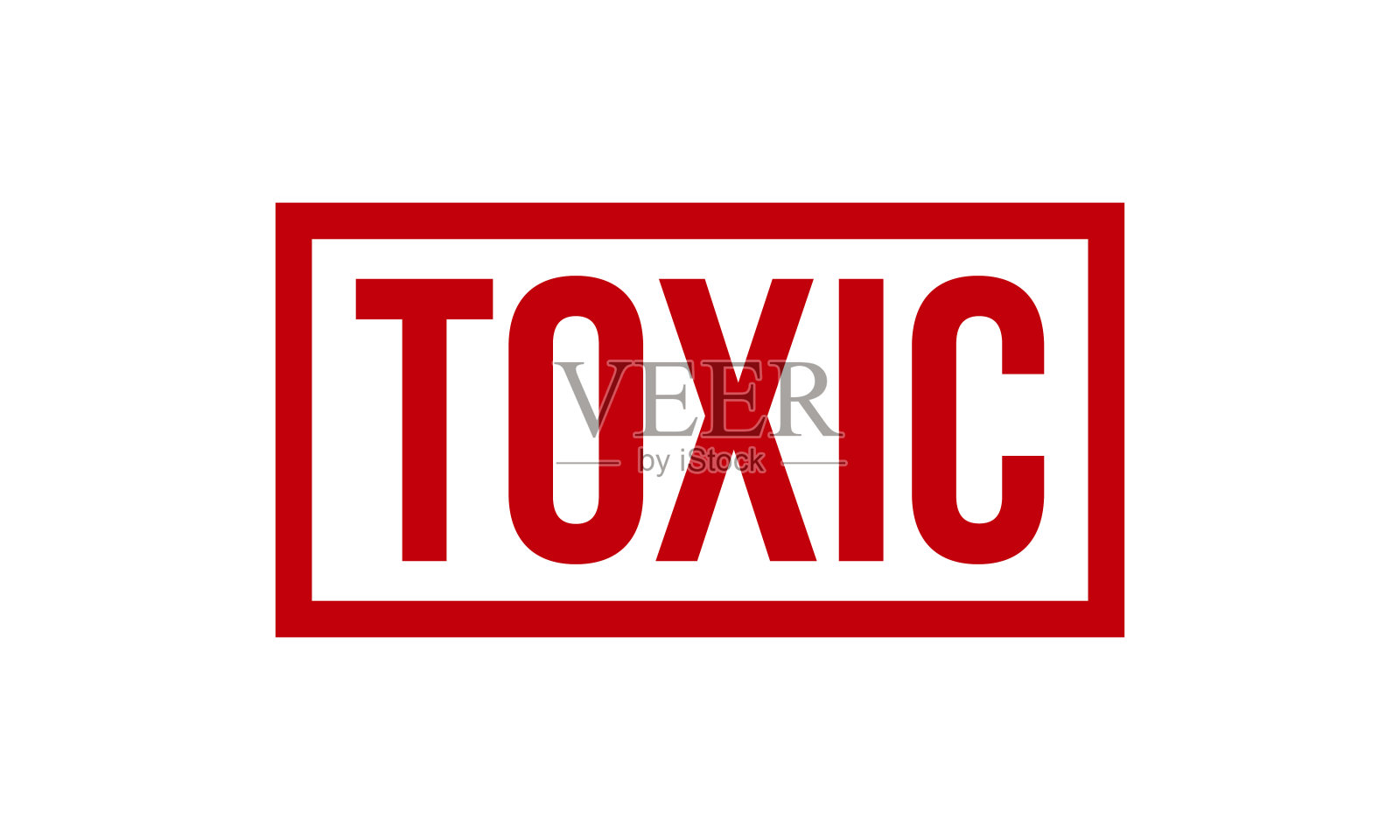 有毒的橡皮图章。红色有毒橡胶垃圾邮票印章矢量插图插画图片素材