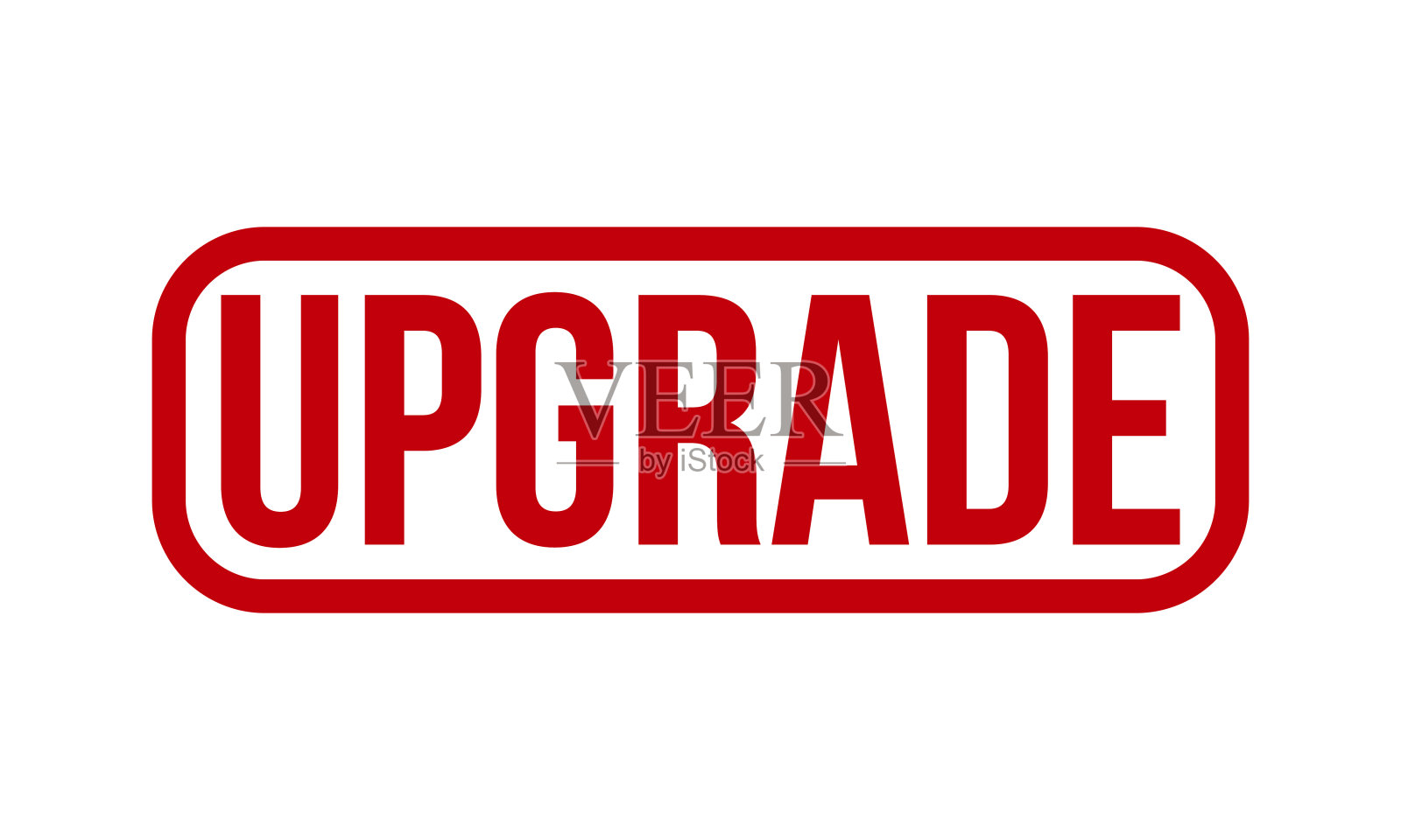 升级橡皮图章。红色升级橡胶垃圾邮票印章矢量插图插画图片素材