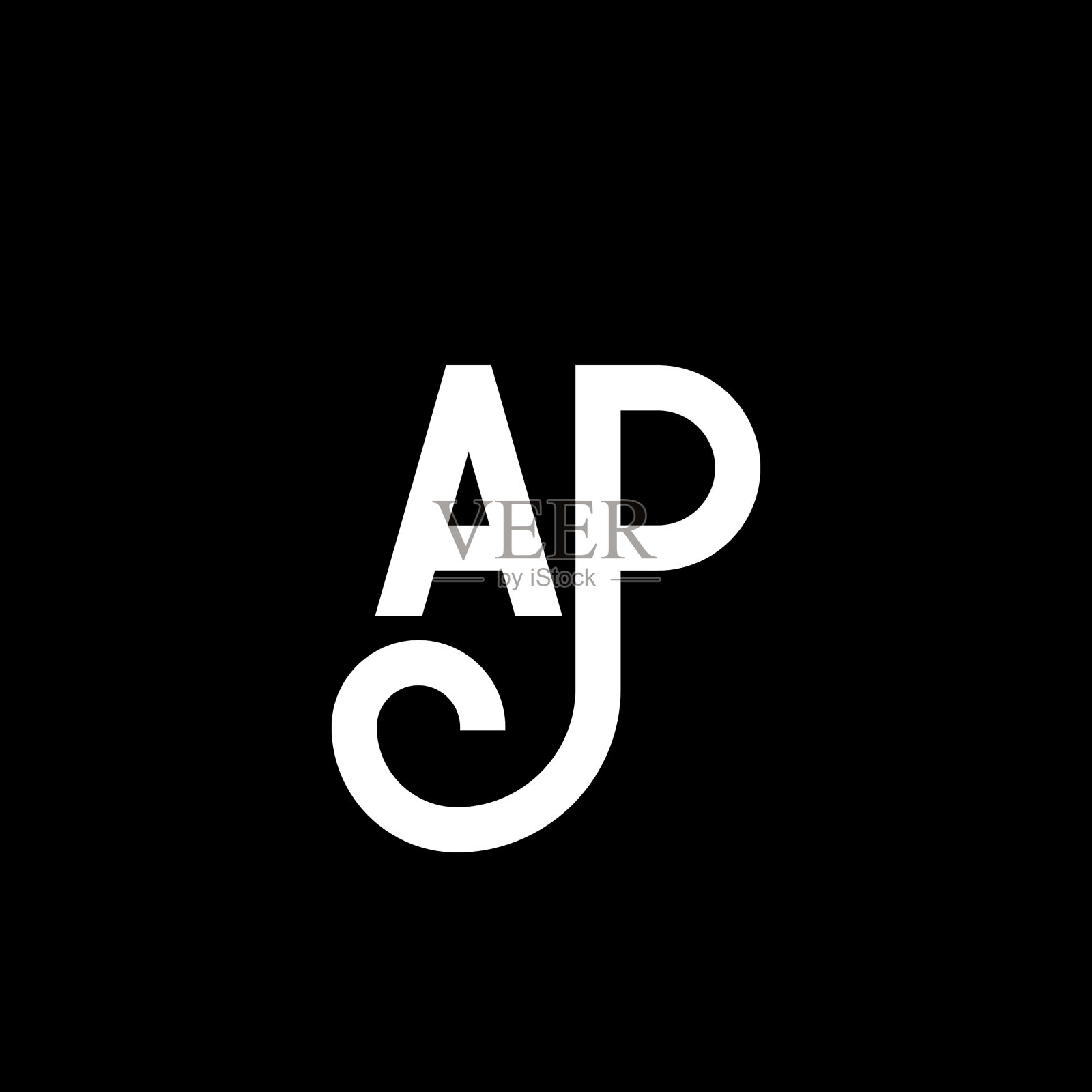 Ap字母标志设计黑色背景Ap插画图片素材