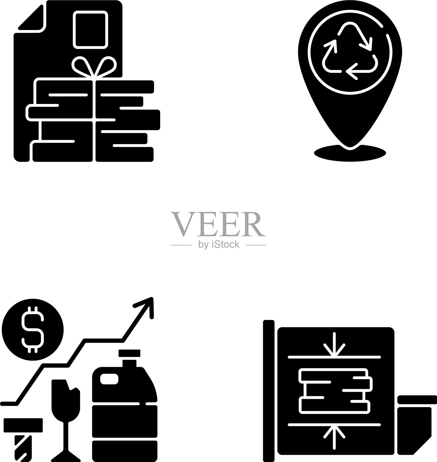 垃圾清除黑色符号设置在空白区域的图标图标素材