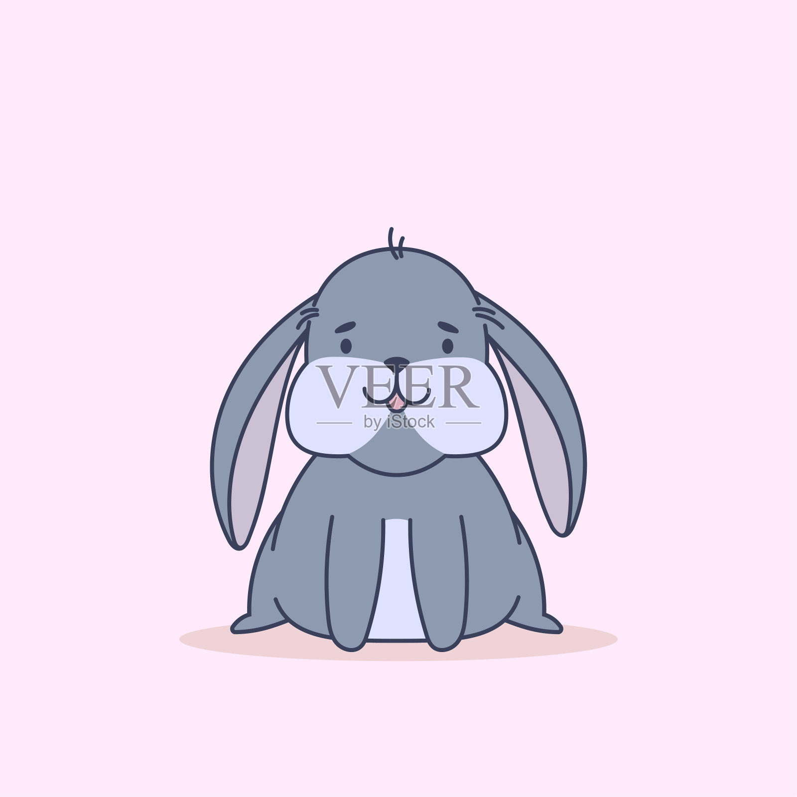 可爱的兔子在粉红色的背景设计元素图片