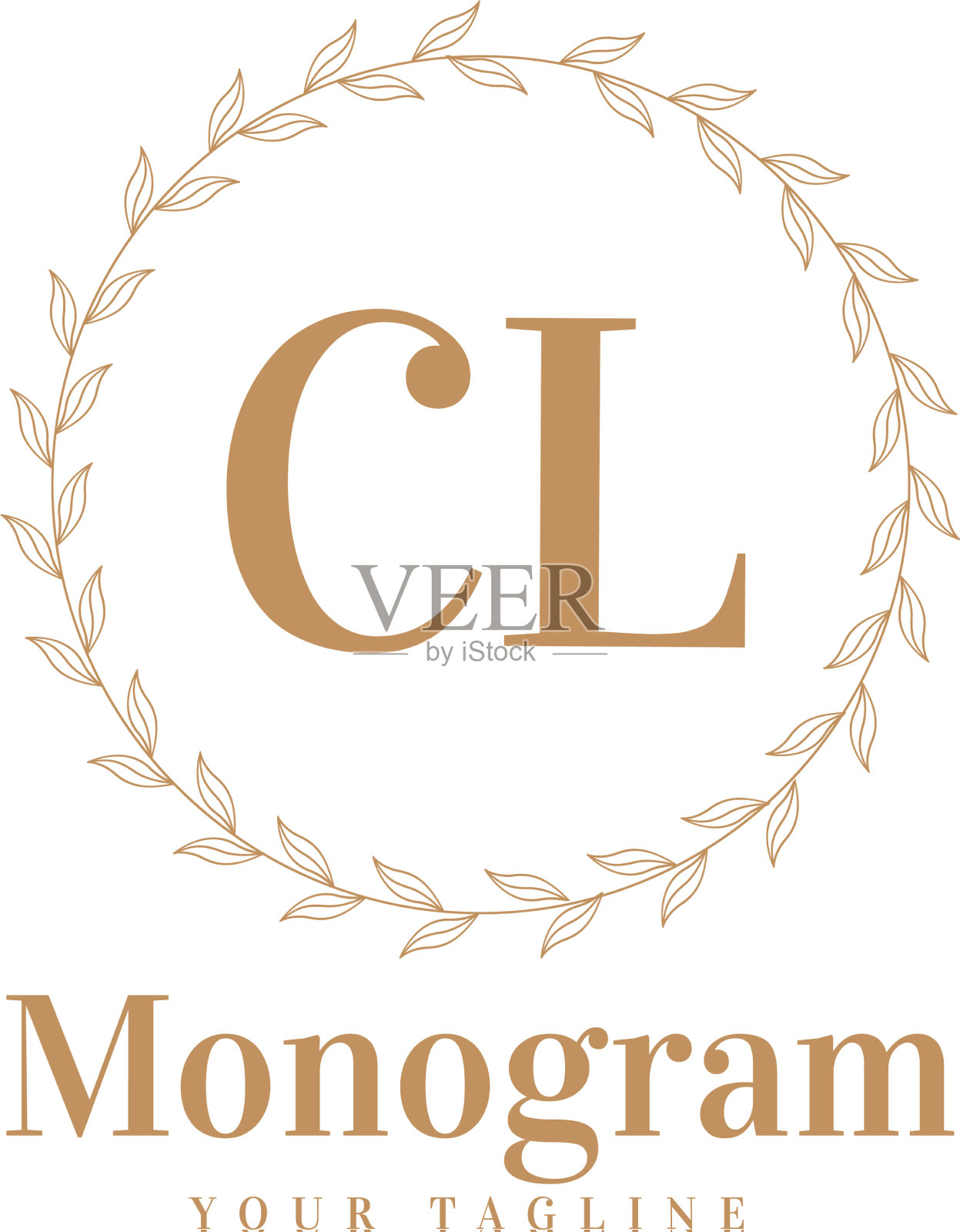 Cl初始标志设计与女性风格插画图片素材