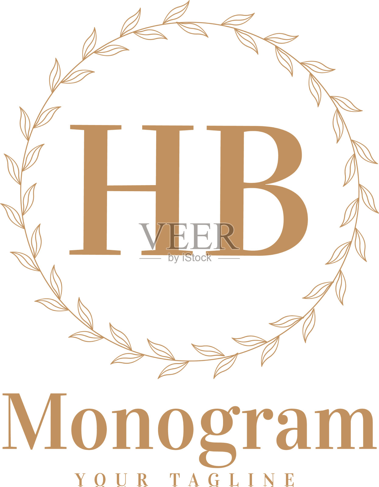 Hb首字母标志设计具有女性风格插画图片素材