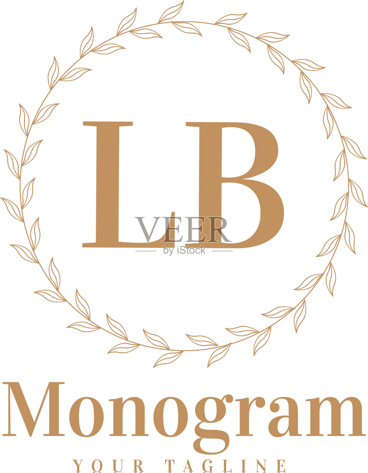 Lb初始标志设计具有女性风格插画图片素材