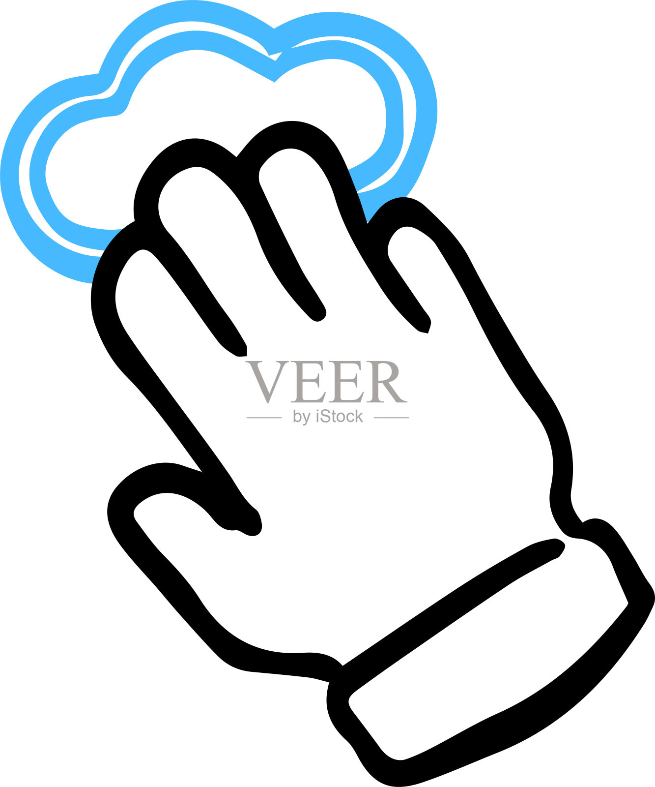 用钢笔绘制的触摸手势集插画图片素材