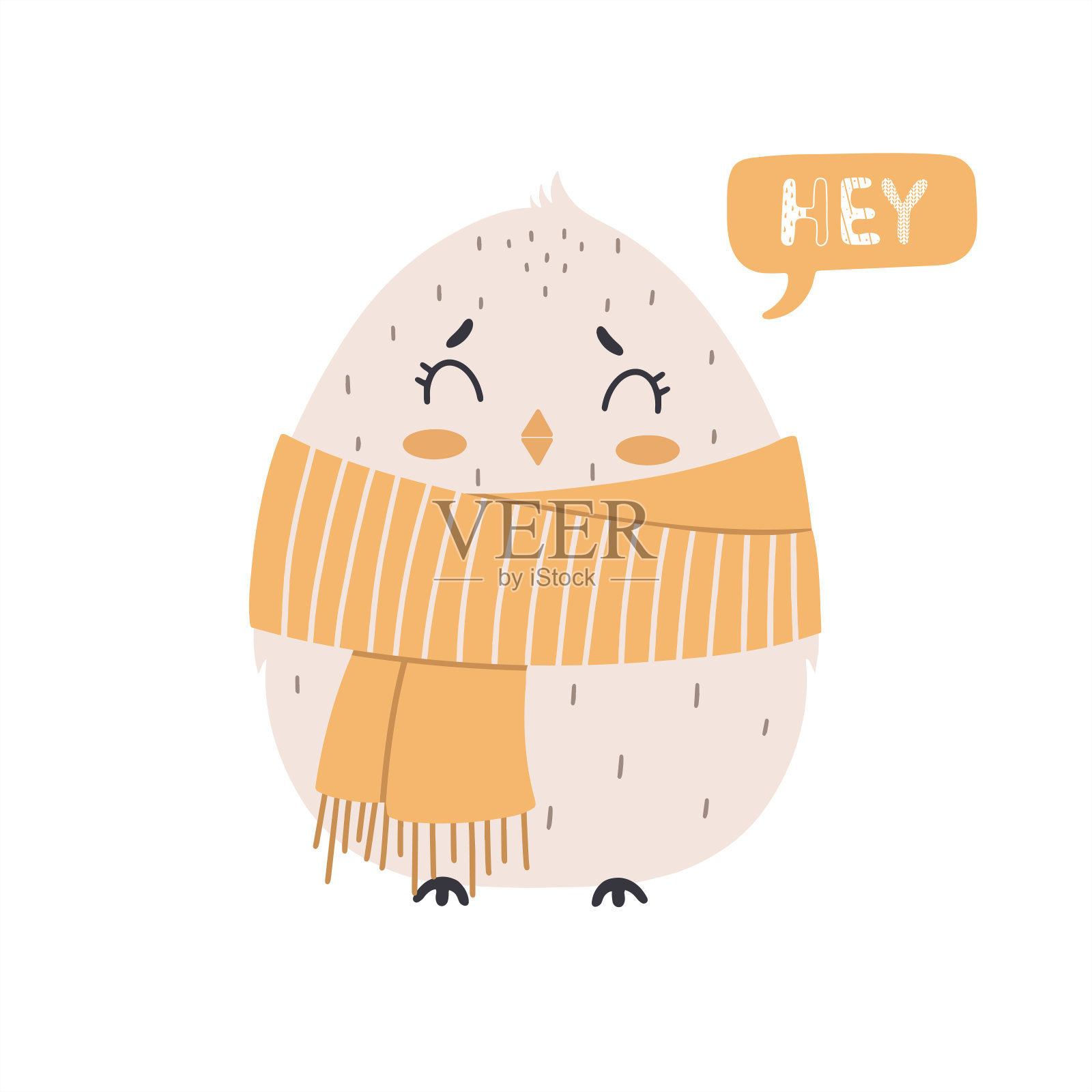 可爱的鸡与斯堪的纳维亚风格的围巾设计元素图片