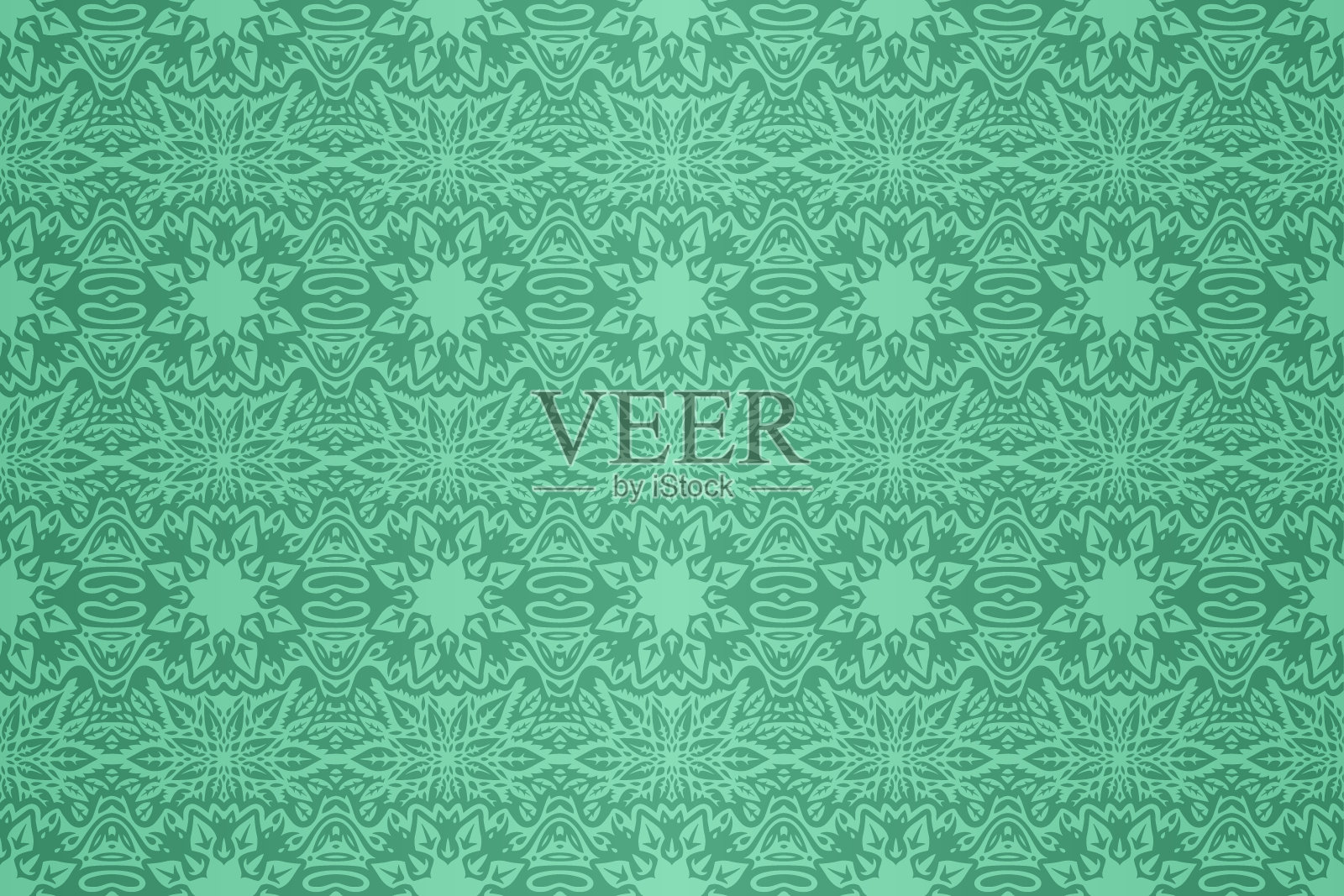 艺术用彩色的绿色花卉瓷砖图案插画图片素材