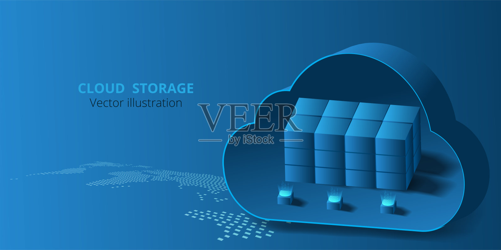 云数据存储概念。插画图片素材