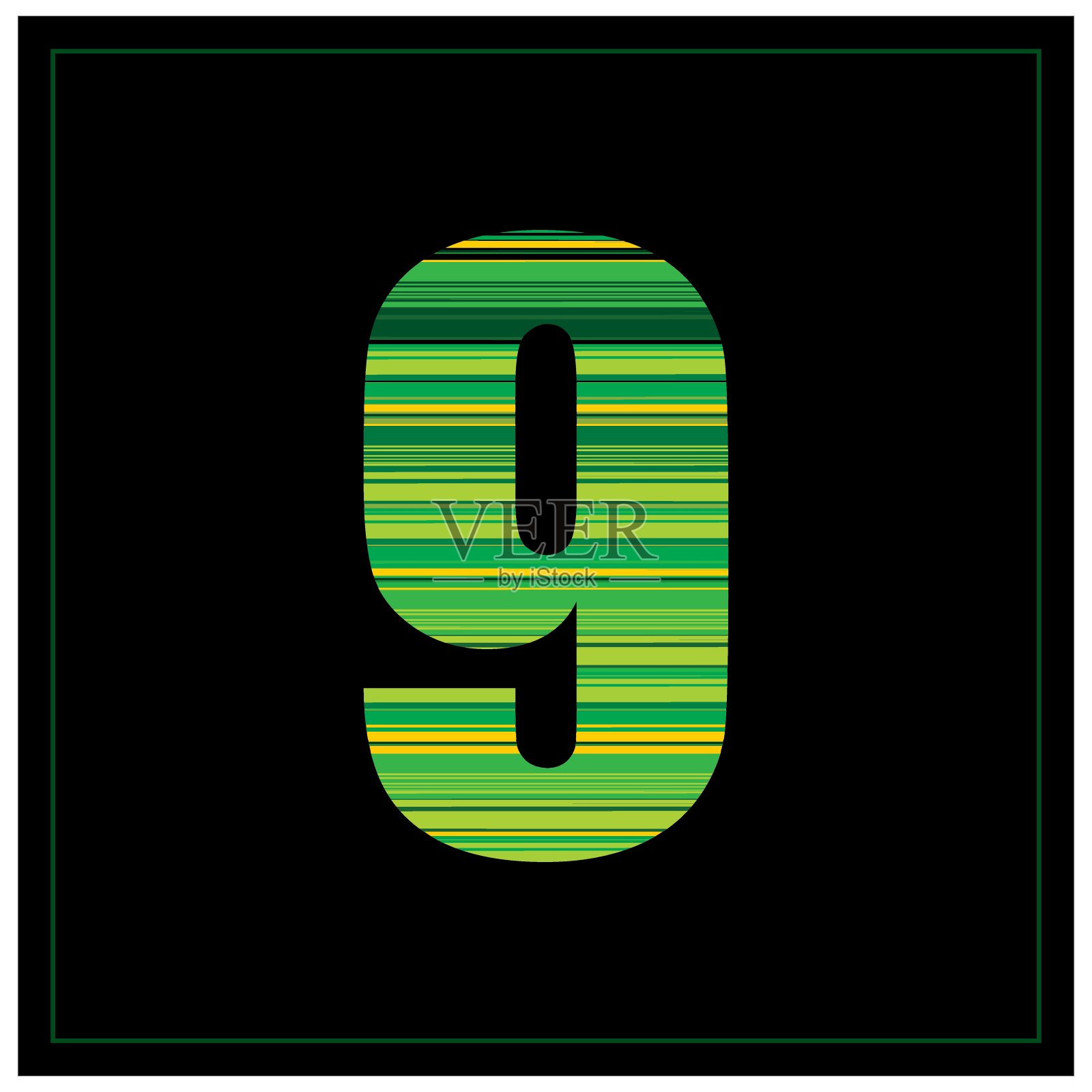 时髦的绿色条纹字母排版字体矢量设计插画图片素材