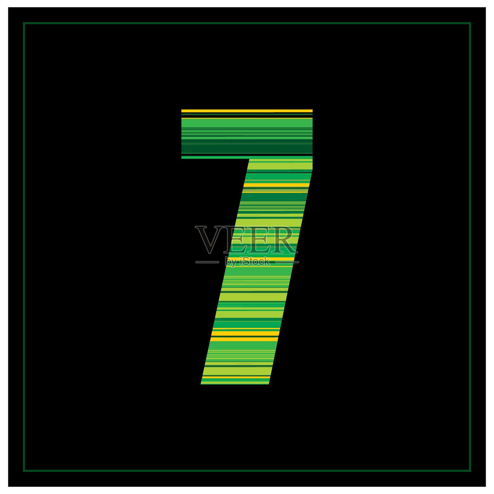 时尚绿色条纹字母排版字体矢量设计插画图片素材