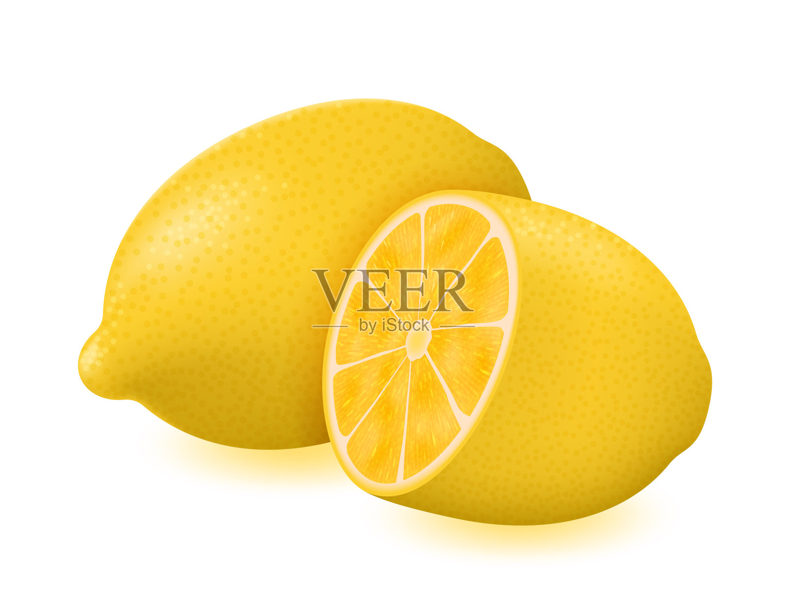 柠檬矢量插图。新鲜成熟的柠檬孤立在白色背景。设计元素图片