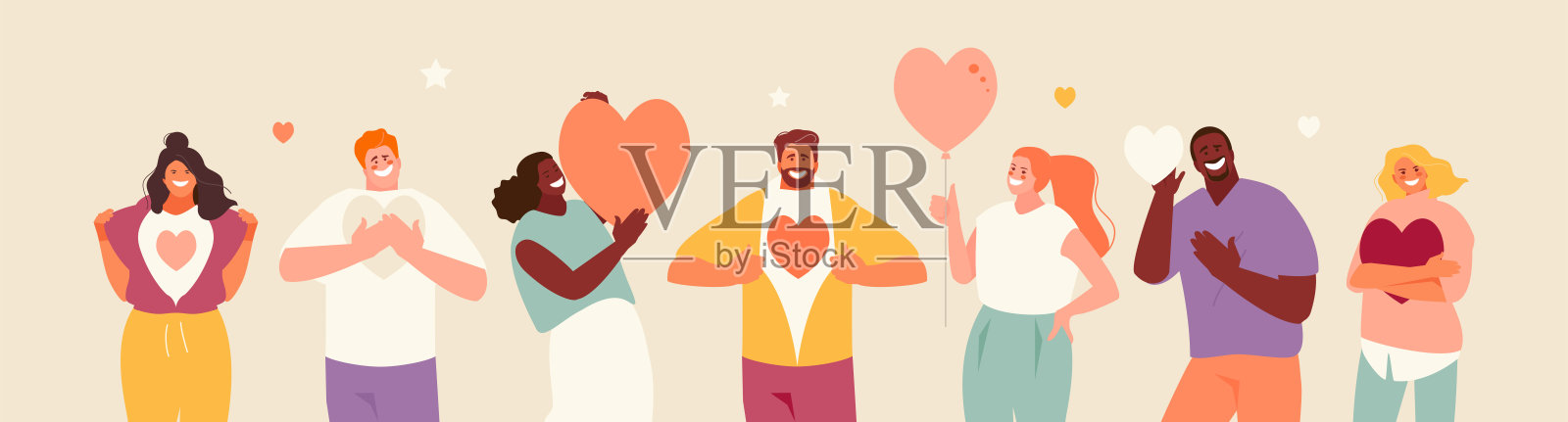 用爱心来表达爱插画图片素材