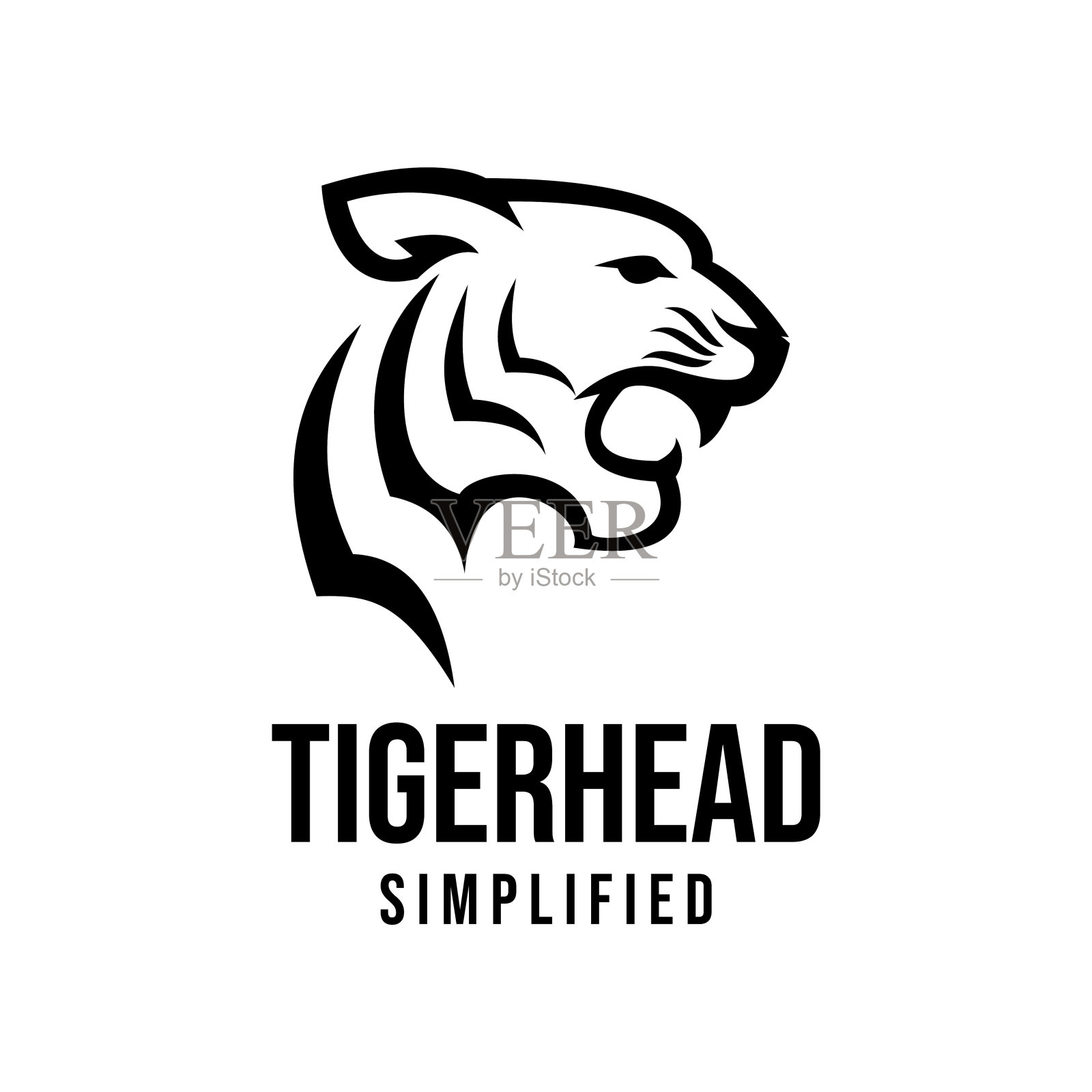Premium tiger head矢量黑色图标插画图片素材