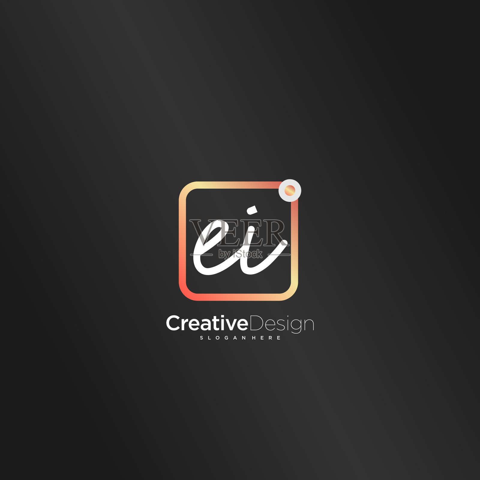 Ei首字母手写logo艺术手绘插画图片素材