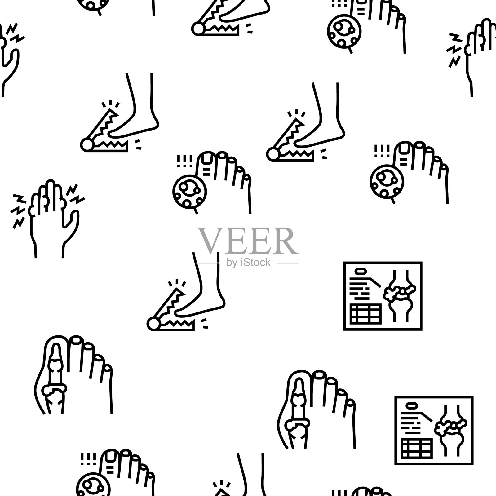 痛风健康疾病无缝模式插画图片素材