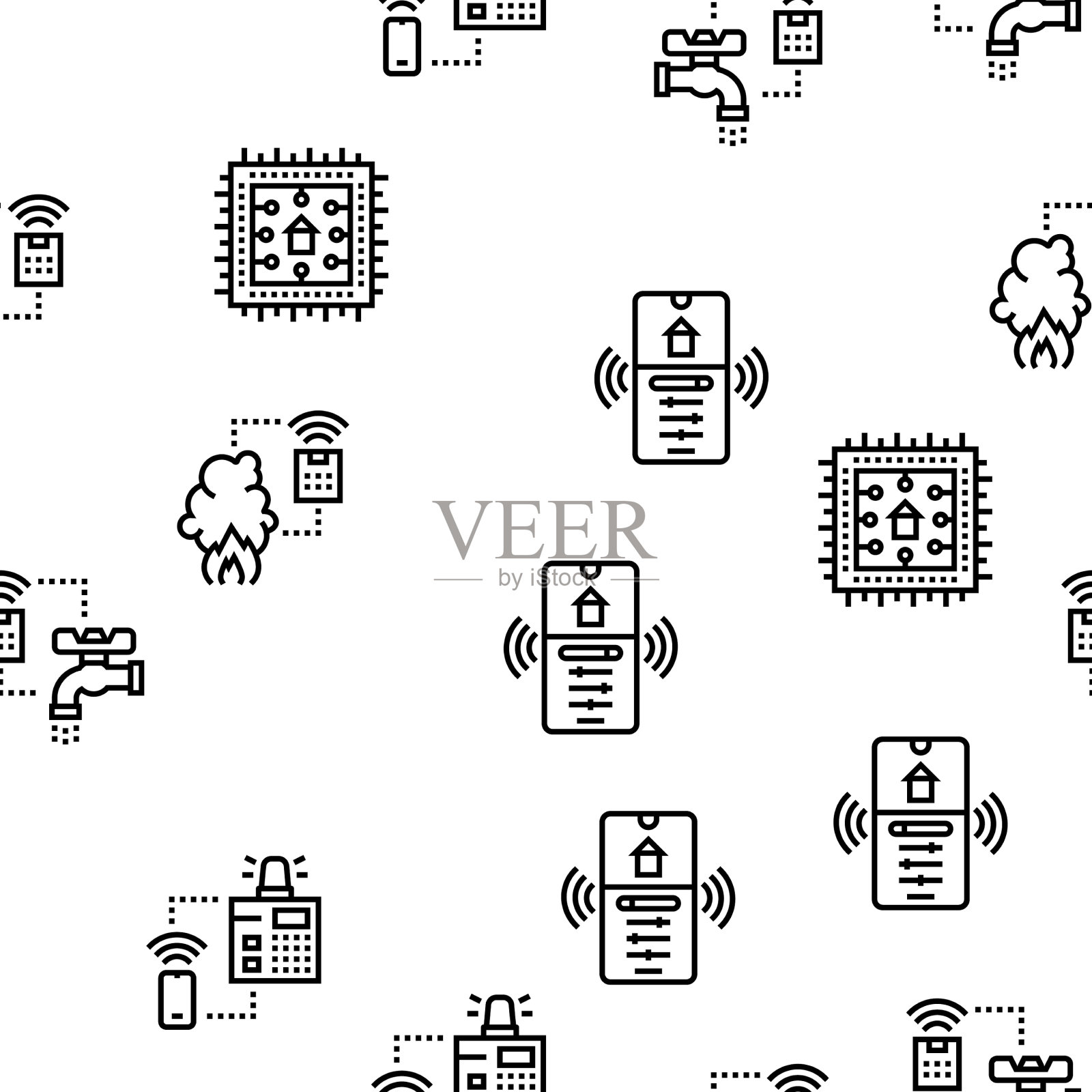 智能家居设备无缝模式插画图片素材