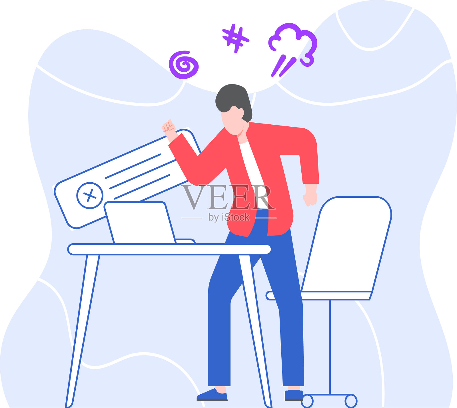 愤怒的商人在工作场所尖叫和咒骂设计元素图片