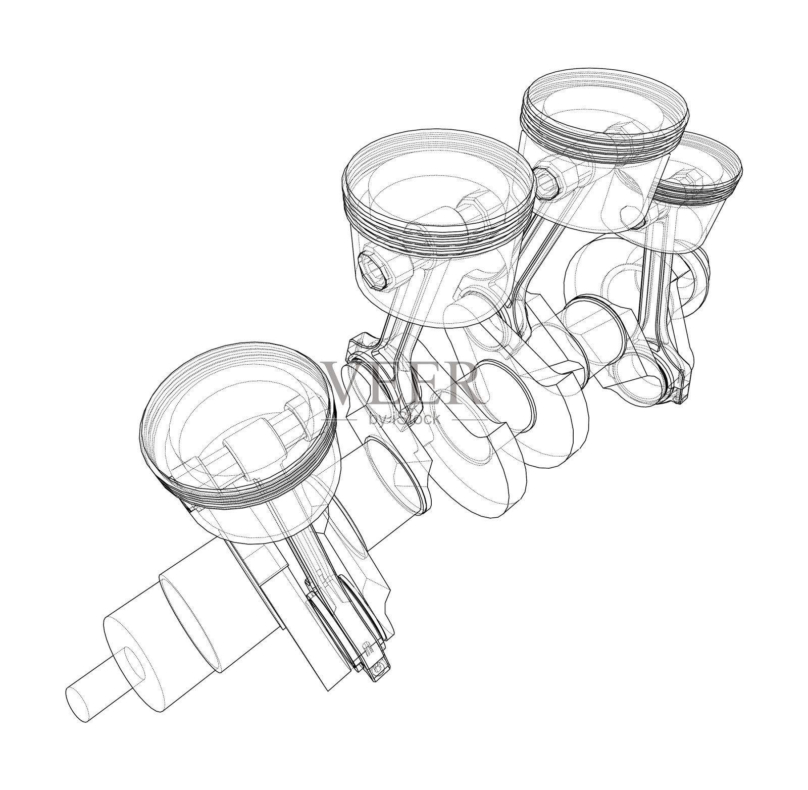 带活塞外形的发动机曲轴设计元素图片