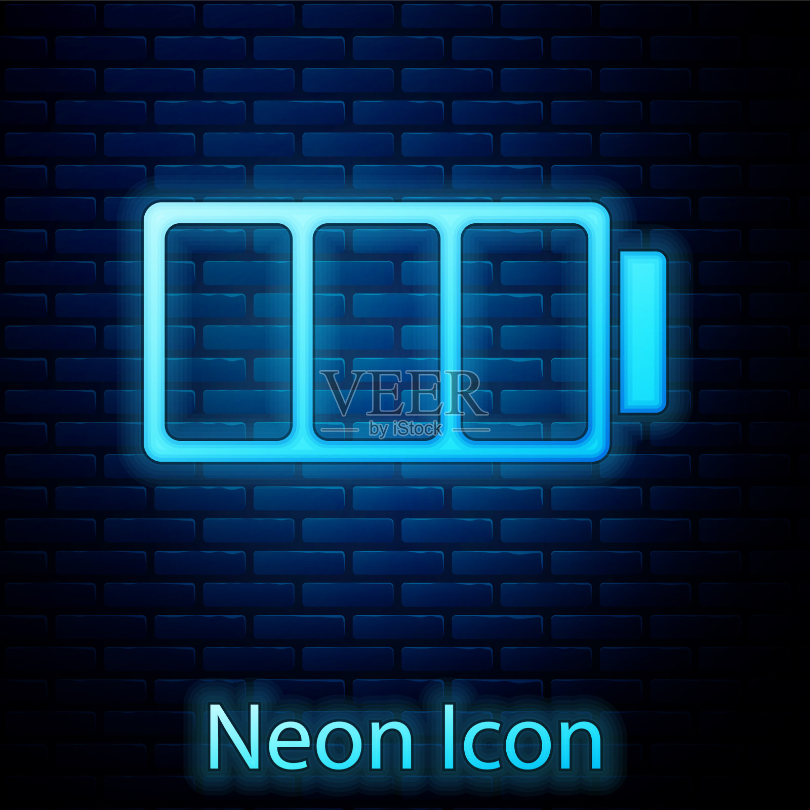 发光的霓虹灯电池充电水平指示图标图标素材