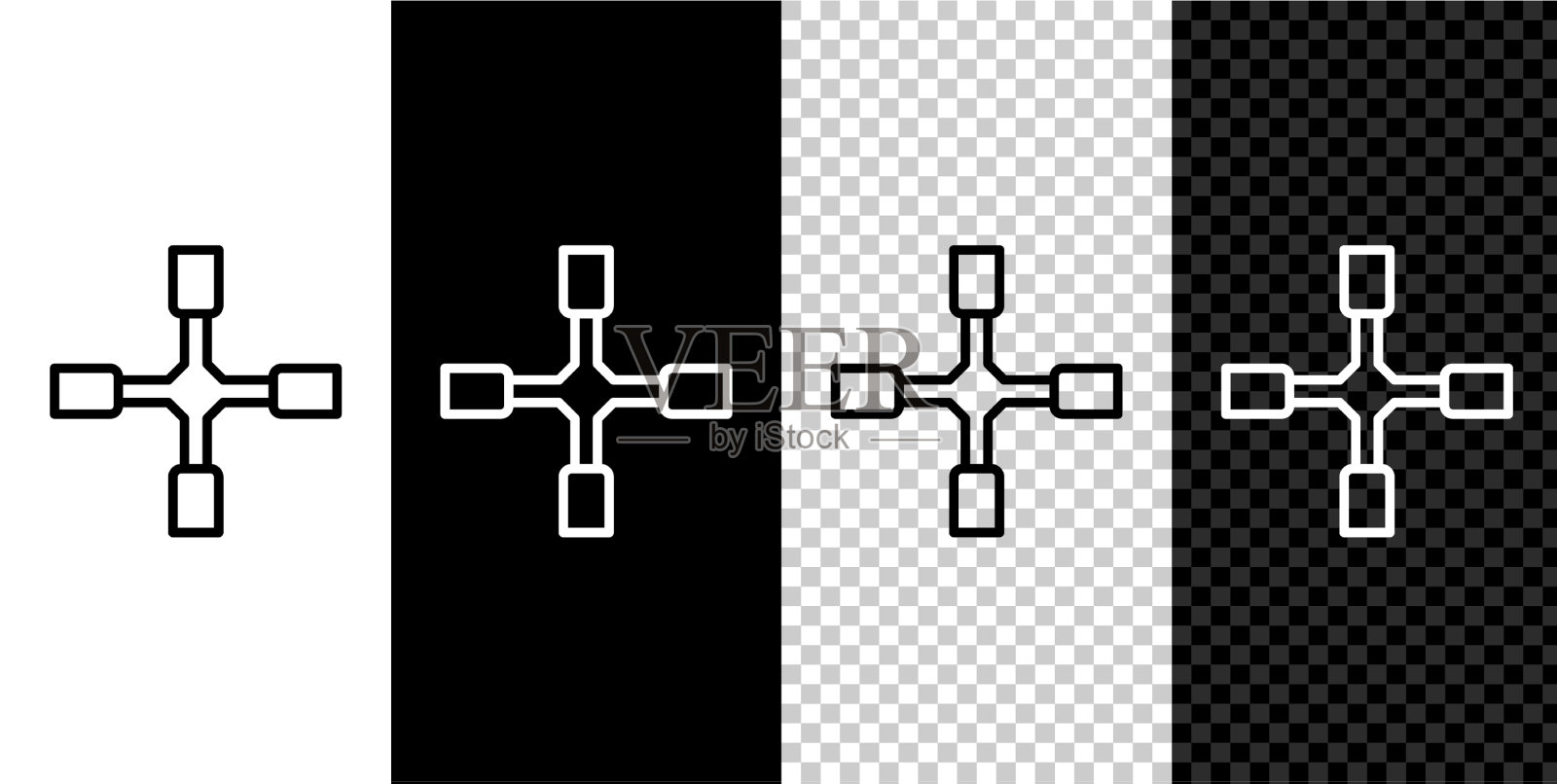 设定线轮扳手图标隔离在黑色和图标素材