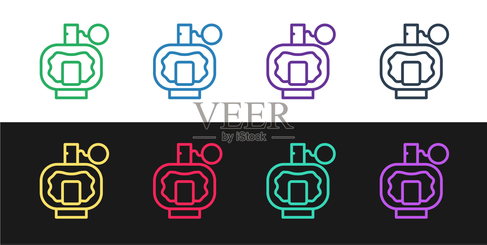 设置线须后水图标孤立在黑色和图标素材